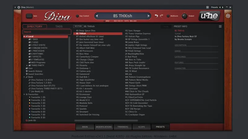 Установка u-he - Diva 1.4.8 VSTi, VSTi 3, AAX (x86 x64) [En]