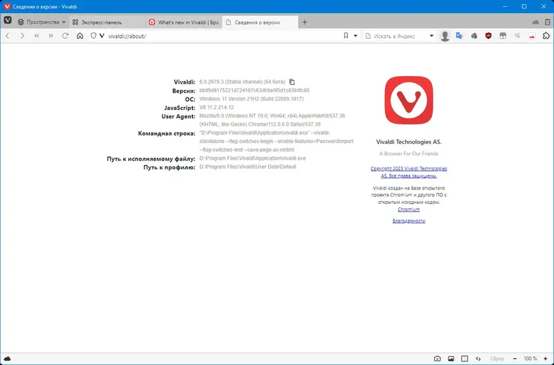Установка Vivaldi 6.1.3035.257 (2023) PC + Standalone