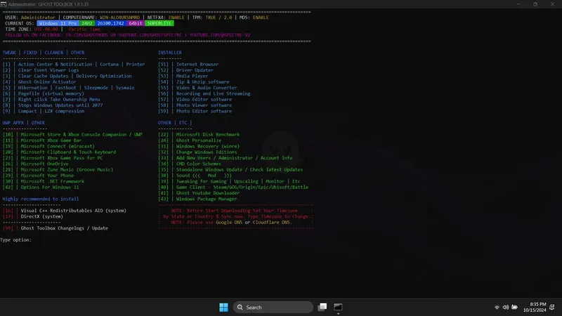 Установка Windows 11 PRO 24H2 26100.1742 Update 8 by Ghost Spectre [En]