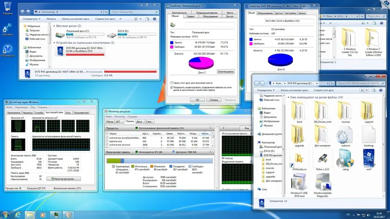 Установка Windows 7 Максимальная Ru x86 x64 Orig w. BootMenu by OVGorskiy® 04.2017 2 DVD (2017) Русский