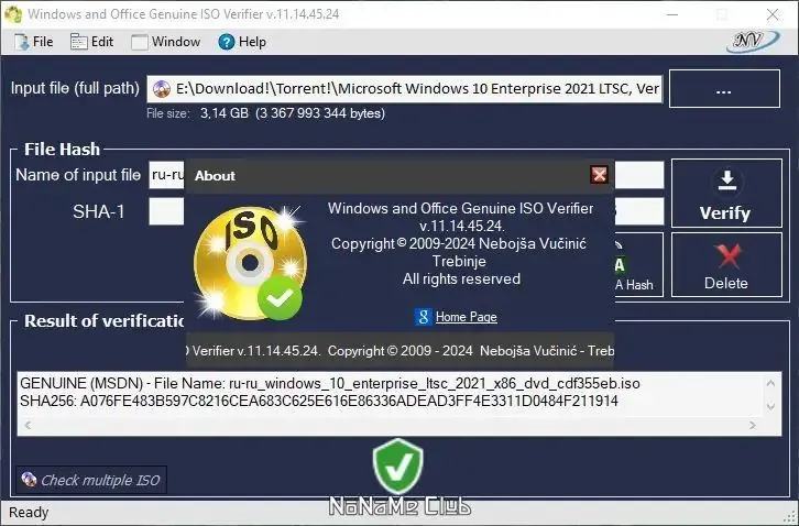 Установка Windows and Office Genuine ISO Verifier 11.14.45.24 Portable [En]