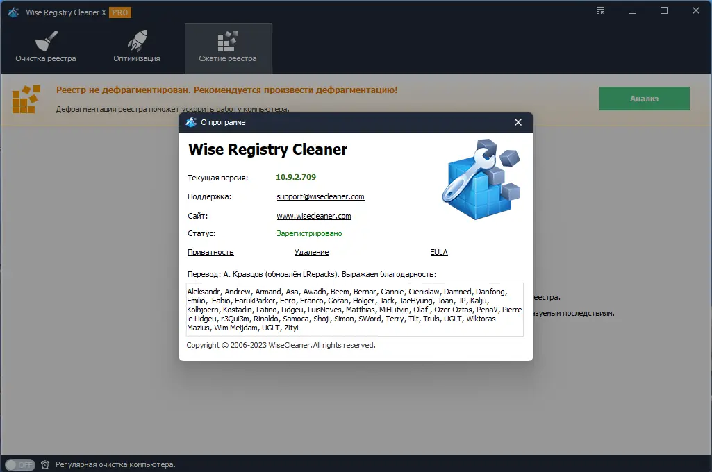 Установка Wise Registry Cleaner Pro 10.9.2.709 RePack (& portable) by elchupacabra [Multi Ru]