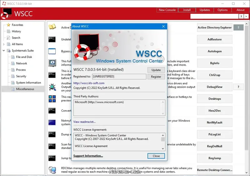 Установка WSCC (Windows System Control Center) 7.0.0.5 + Portable [En]