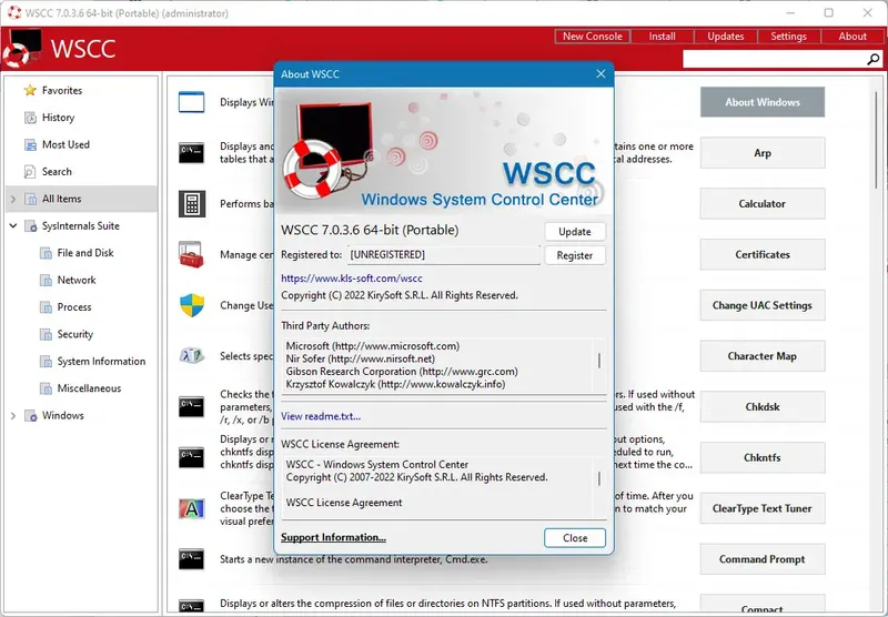 Установка WSCC (Windows System Control Center) 7.0.3.6 + Portable [En]