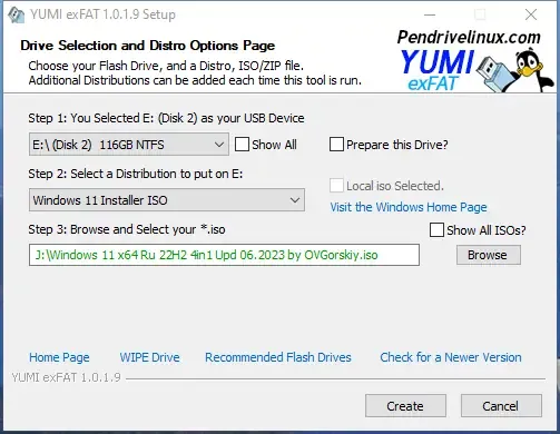 Установка Your Universal MultiBoot Installer exFAT (BIOS & UEFI USB Boot) 1.0.1.9 Portable [En]